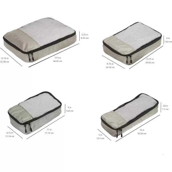 imageAmazon Basics Lightweight Packing Cubes for Travel 4 Piece Set With Double Zipper Pulls and Mesh Top Panel 100 Durable Polyester Small Sky BlueGray