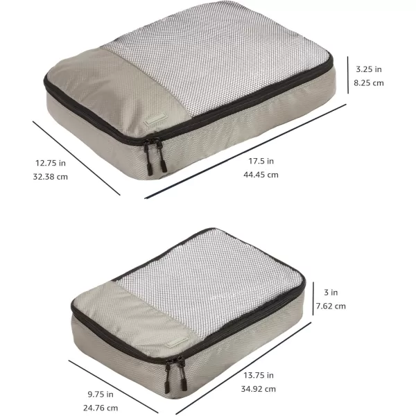 imageAmazon Basics Lightweight Packing Cubes for Travel 4 Piece Set With Double Zipper Pulls and Mesh Top Panel 100 Durable Polyester Small Sky BlueGray