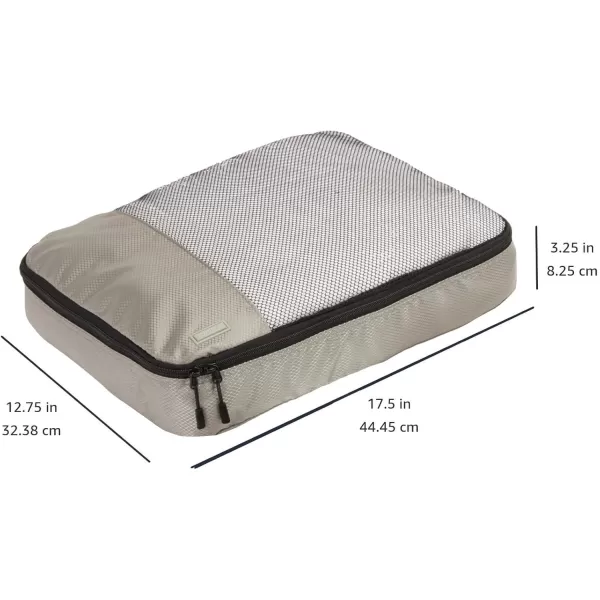 imageAmazon Basics Lightweight Packing Cubes for Travel 4 Piece Set With Double Zipper Pulls and Mesh Top Panel 100 Durable Polyester Small Sky BlueGray