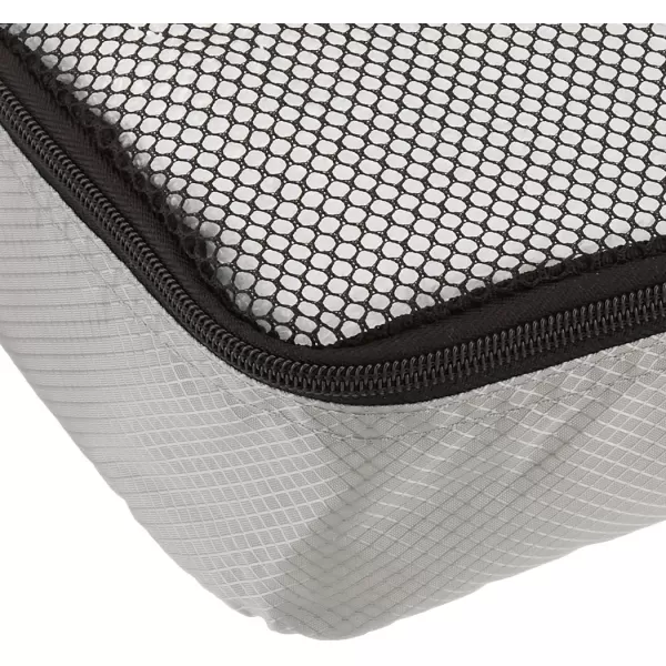 imageAmazon Basics Lightweight Packing Cubes for Travel 4 Piece Set With Double Zipper Pulls and Mesh Top Panel 100 Durable Polyester Small Sky BlueGray
