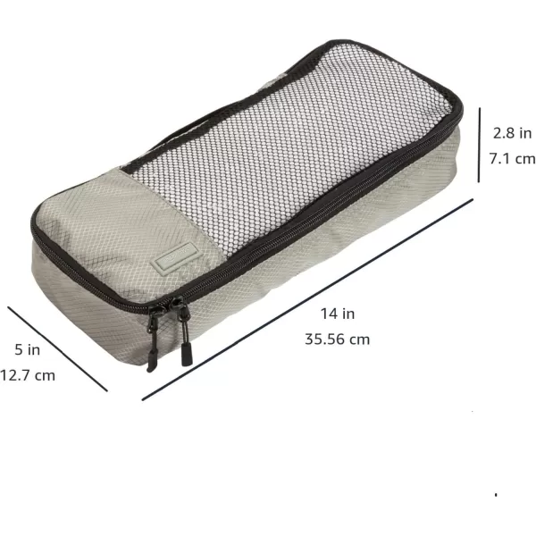imageAmazon Basics Lightweight Packing Cubes for Travel 4 Piece Set With Double Zipper Pulls and Mesh Top Panel 100 Durable Polyester Small Sky BlueGray