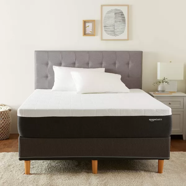 imageAmazon Basics Memory Foam Mattress Medium Firm Cooling Gel Queen Size Mattress CertiPURUS Certified 80 x 60 x 12 inches WhiteGrayCalifornia King