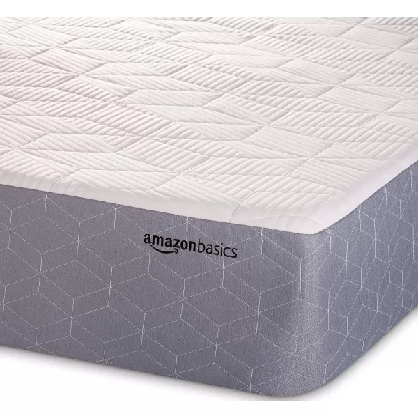 imageAmazon Basics Memory Foam Mattress Medium Firm Cooling Gel Queen Size Mattress CertiPURUS Certified 80 x 60 x 12 inches WhiteGrayKing