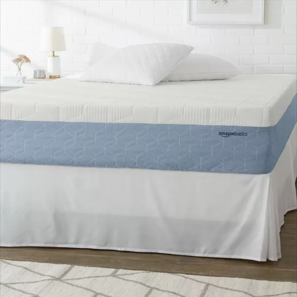 imageAmazon Basics Memory Foam Mattress Medium Firm Cooling Gel Queen Size Mattress CertiPURUS Certified 80 x 60 x 12 inches WhiteGrayQueen