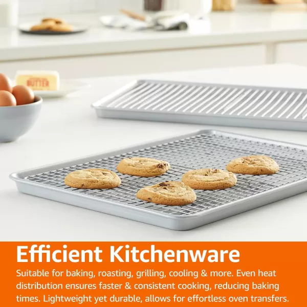 imageAmazon Basics Nonstick Baking Sheets ampamp Cooling Rack Set Half Sheet Size 2Pack GrayGray