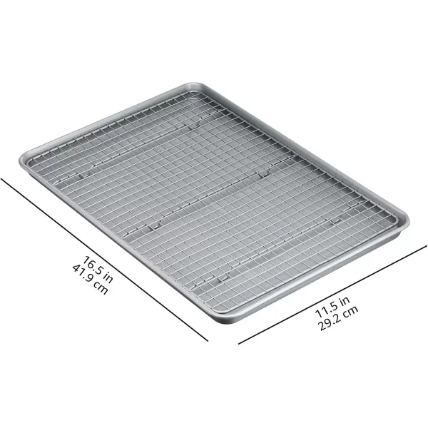 imageAmazon Basics Nonstick Baking Sheets ampamp Cooling Rack Set Half Sheet Size 2Pack GrayGray