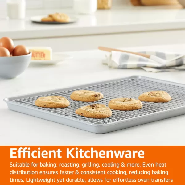 imageAmazon Basics Nonstick Baking Sheets ampamp Cooling Rack Set Half Sheet Size 2Pack GrayGray