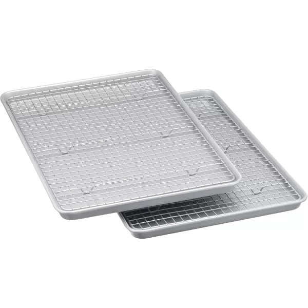imageAmazon Basics Nonstick Baking Sheets ampamp Cooling Rack Set Half Sheet Size 2Pack GrayGray