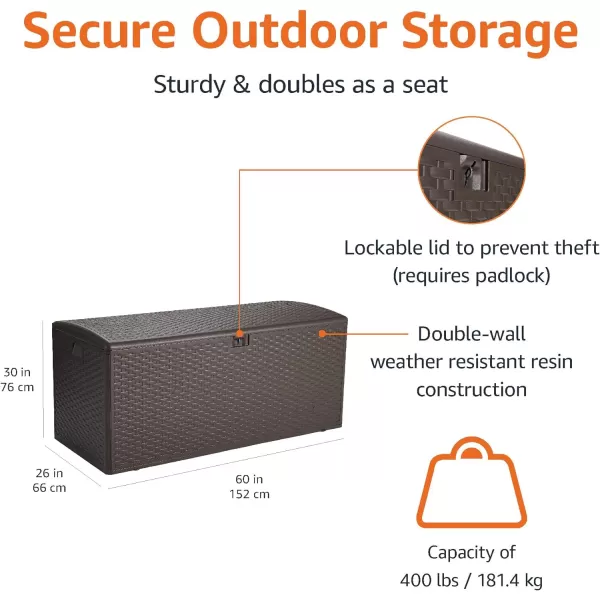 imageAmazon Basics Organization and Storage Outdoor 150 gallon Deck Box Brown150 gallon