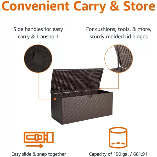 imageAmazon Basics Organization and Storage Outdoor 150 gallon Deck Box Brown150 gallon