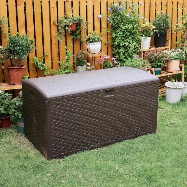 imageAmazon Basics Organization and Storage Outdoor 150 gallon Deck Box Brown99 gallon