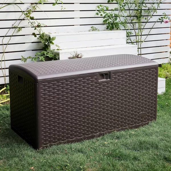 imageAmazon Basics Organization and Storage Outdoor 150 gallon Deck Box Brown99 gallon