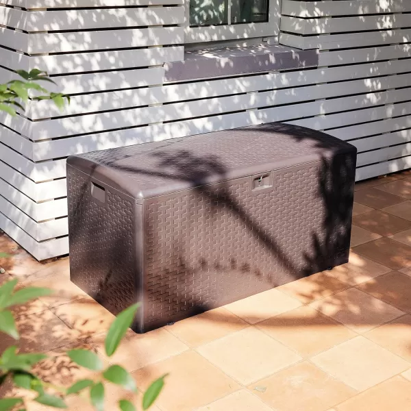 imageAmazon Basics Organization and Storage Outdoor 150 gallon Deck Box Brown99 gallon