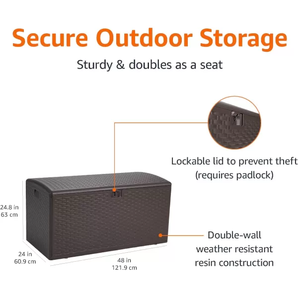 imageAmazon Basics Organization and Storage Outdoor 150 gallon Deck Box Brown99 gallon