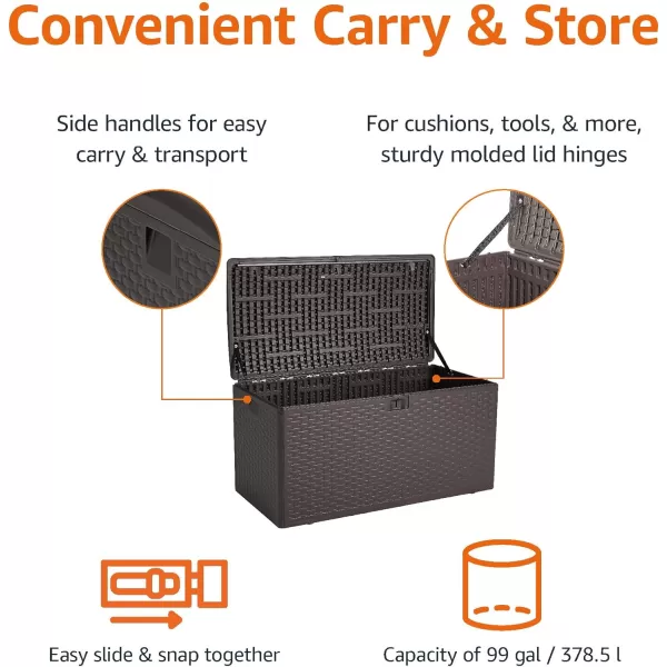 imageAmazon Basics Organization and Storage Outdoor 150 gallon Deck Box Brown99 gallon