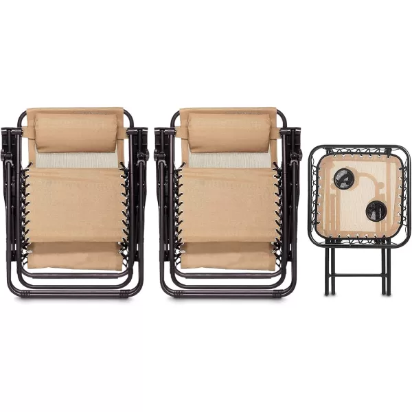 imageAmazon Basics Outdoor Mesh Adjustable Zero Gravity Lounge Chair Recliners with Side Table 35 x 26 x 43 inches BlueBeige