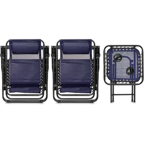 imageAmazon Basics Outdoor Mesh Adjustable Zero Gravity Lounge Chair Recliners with Side Table 35 x 26 x 43 inches BlueBlue