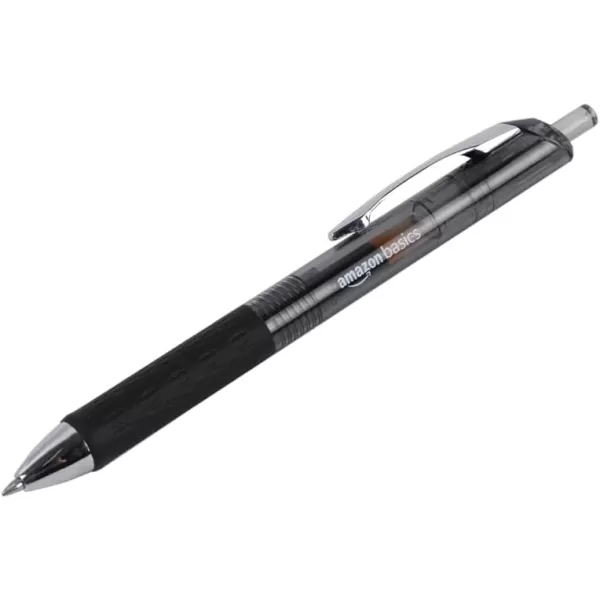 imageAmazon Basics Retractable Gel Pens with Comfortable Grip Fine Point 07mm Black 12 Count Pack of 1Black