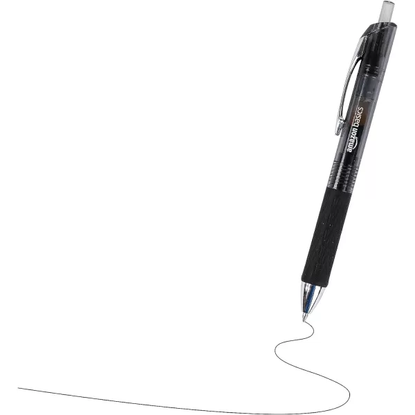 imageAmazon Basics Retractable Gel Pens with Comfortable Grip Fine Point 07mm Black 12 Count Pack of 1Black