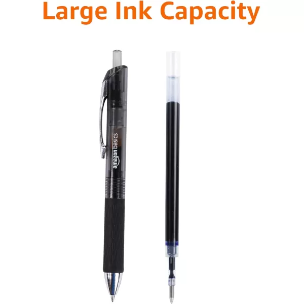 imageAmazon Basics Retractable Gel Pens with Comfortable Grip Fine Point 07mm Black 12 Count Pack of 1Black