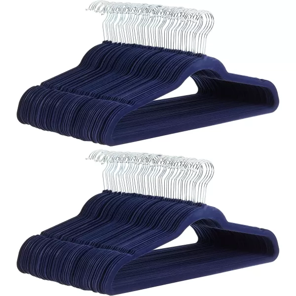 imageAmazon Basics Slim Velvet NonSlip Suit Clothes Hangers Pack of 30 BlackNavy BlueSilver