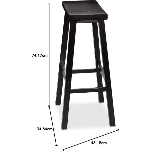 imageAmazon Basics Solid Wood SaddleSeat Kitchen Island Counter Barstool 29Inch Height Black  Set of 2Black