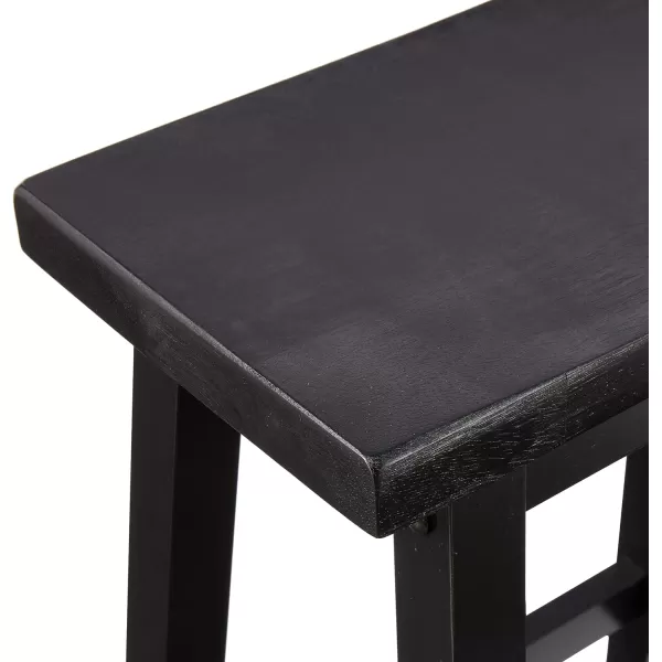 imageAmazon Basics Solid Wood SaddleSeat Kitchen Island Counter Barstool 29Inch Height Black  Set of 2Black