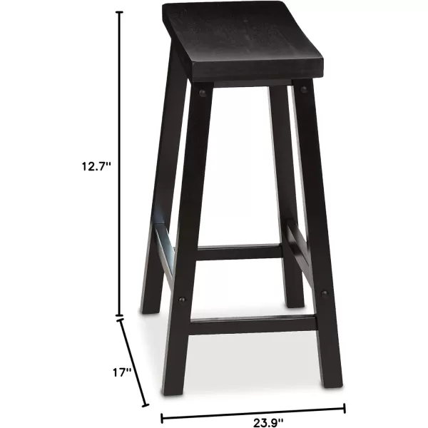 imageAmazon Basics Solid Wood SaddleSeat Kitchen Island Counter Barstool 29Inch Height Black  Set of 2Black