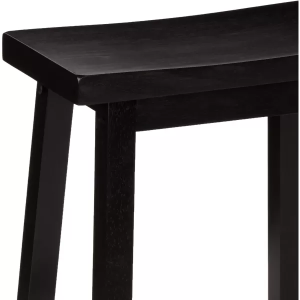 imageAmazon Basics Solid Wood SaddleSeat Kitchen Island Counter Barstool 29Inch Height Black  Set of 2Black