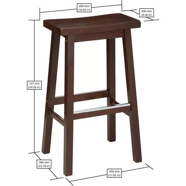 imageAmazon Basics Solid Wood SaddleSeat Kitchen Island Counter Barstool 29Inch Height Black  Set of 2Walnut