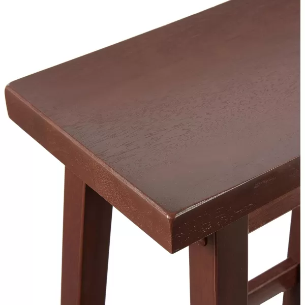 imageAmazon Basics Solid Wood SaddleSeat Kitchen Island Counter Barstool 29Inch Height Black  Set of 2Walnut