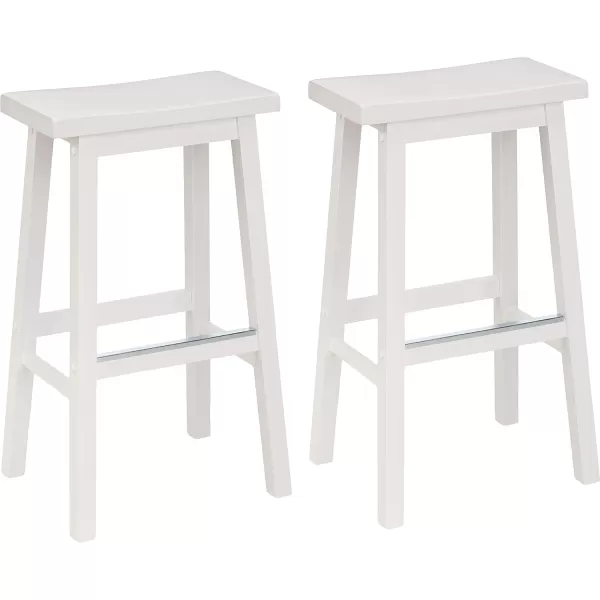 imageAmazon Basics Solid Wood SaddleSeat Kitchen Island Counter Barstool 29Inch Height Black  Set of 2White
