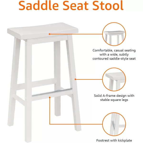 imageAmazon Basics Solid Wood SaddleSeat Kitchen Island Counter Barstool 29Inch Height Black  Set of 2White
