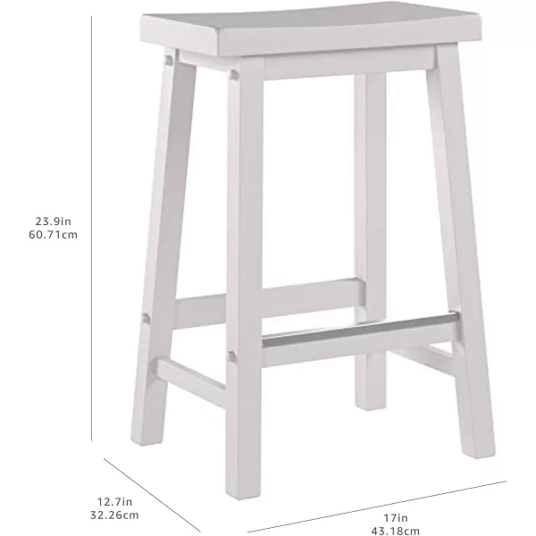 imageAmazon Basics Solid Wood SaddleSeat Kitchen Island Counter Barstool 29Inch Height Black  Set of 2White
