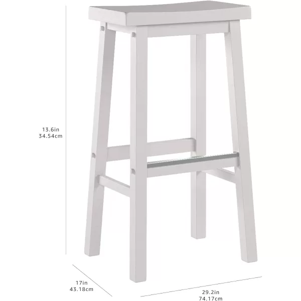imageAmazon Basics Solid Wood SaddleSeat Kitchen Island Counter Barstool 29Inch Height Black  Set of 2White