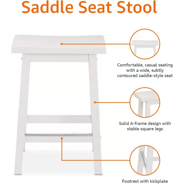 imageAmazon Basics Solid Wood SaddleSeat Kitchen Island Counter Barstool 29Inch Height Black  Set of 2White
