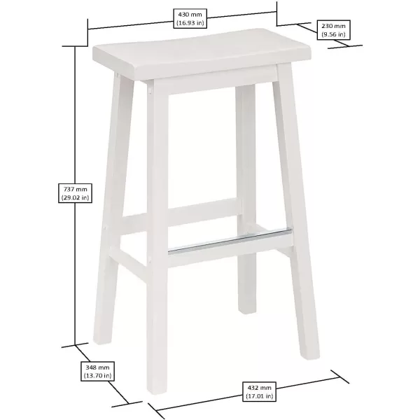 imageAmazon Basics Solid Wood SaddleSeat Kitchen Island Counter Barstool 29Inch Height Black  Set of 2White