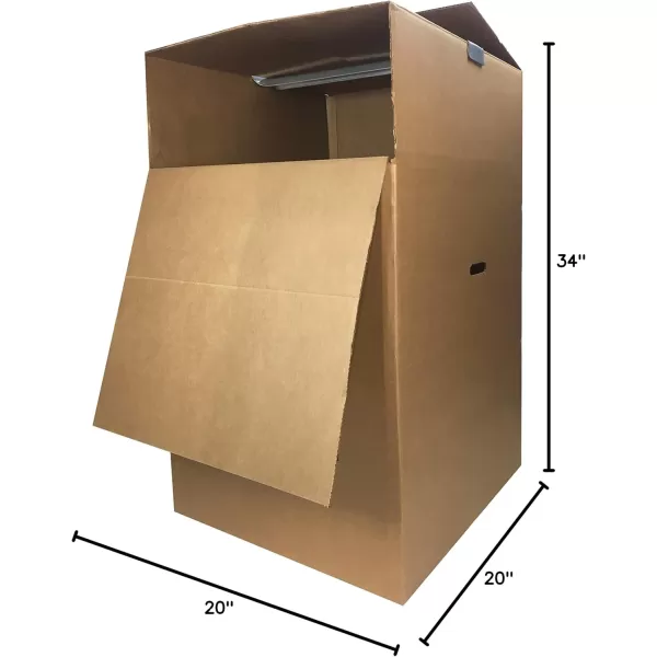 imageAmazon Basics Sturdy Wardrobe Clothing Storage Moving Boxes with Bar Easy to Assemble 6 Pack Brown 24quot x 24quot x 40quotBrown