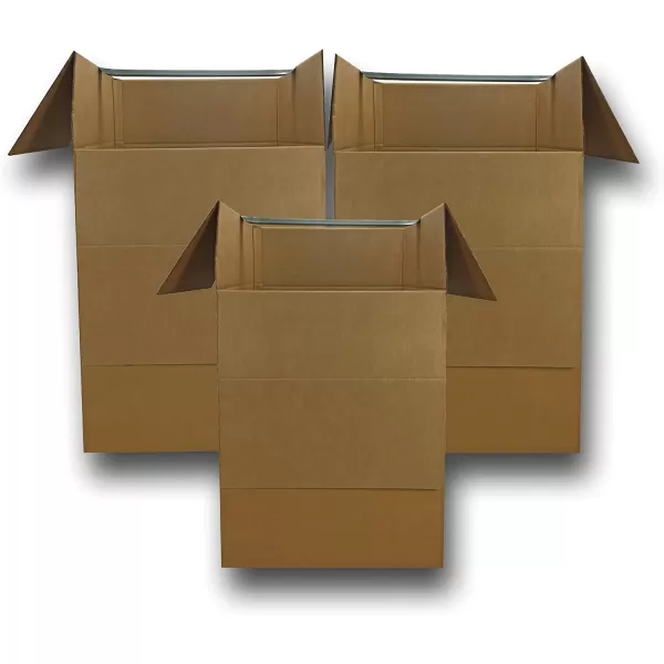 imageAmazon Basics Sturdy Wardrobe Clothing Storage Moving Boxes with Bar Easy to Assemble 6 Pack Brown 24quot x 24quot x 40quotBrown