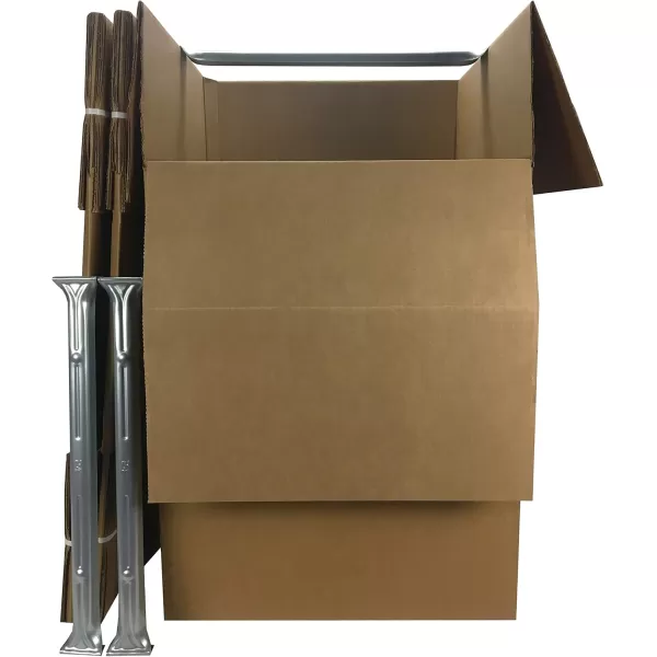 imageAmazon Basics Sturdy Wardrobe Clothing Storage Moving Boxes with Bar Easy to Assemble 6 Pack Brown 24quot x 24quot x 40quotBrown