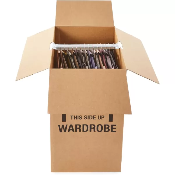 imageAmazon Basics Sturdy Wardrobe Clothing Storage Moving Boxes with Bar Easy to Assemble 6 Pack Brown 24quot x 24quot x 40quotBrown