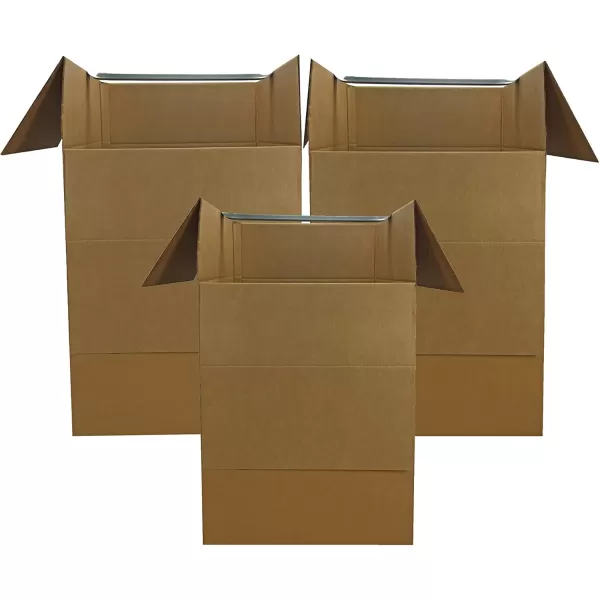 imageAmazon Basics Sturdy Wardrobe Clothing Storage Moving Boxes with Bar Easy to Assemble 6 Pack Brown 24quot x 24quot x 40quotBrown
