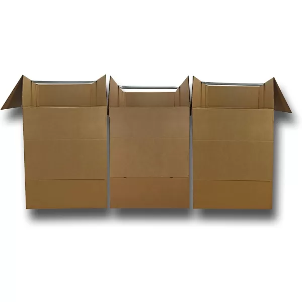 imageAmazon Basics Sturdy Wardrobe Clothing Storage Moving Boxes with Bar Easy to Assemble 6 Pack Brown 24quot x 24quot x 40quotBrown