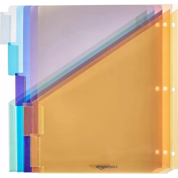 imageAmazon Basics Two Pocket Plastic Dividers Tab Set 5 Count Letter Size Assorted Color 1Pack3 Count