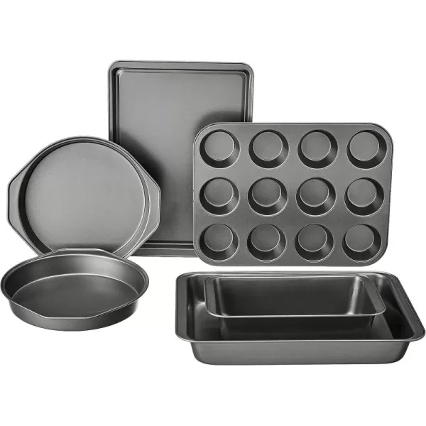 imageAmazon Basics 6 Piece Nonstick Carbon Steel Oven Safe Bakeware Set 405 cm x 285 cm x 15 cm
