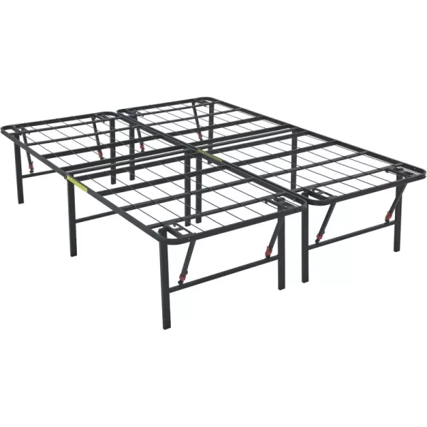 imageAmazon Basics Bed Frame with Storage Foldable Metal Platform Sturdy Steel No Box Spring Needed 18 Inches High ToolFree Setup King Size BlackFull