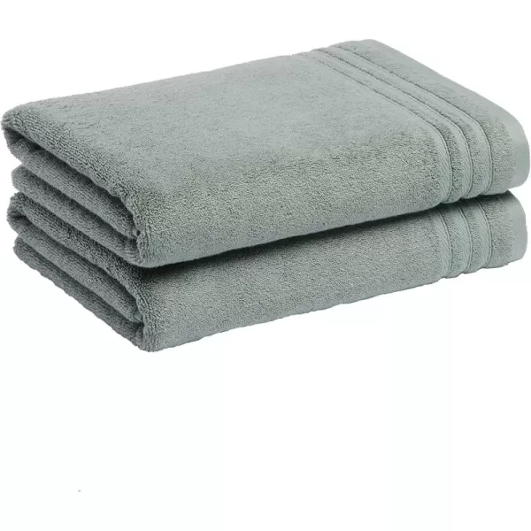 imageAmazon Basics Cotton Bath Towels Made with 30 Recycled Cotton Content  2Pack 30quot x 54quot Blue GreyGreen