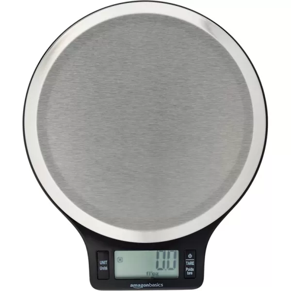 imageAmazon Basics Digital Kitchen Scale with LCD Display Batteries Included Weighs up to 11 pounds Black and Stainless Steel