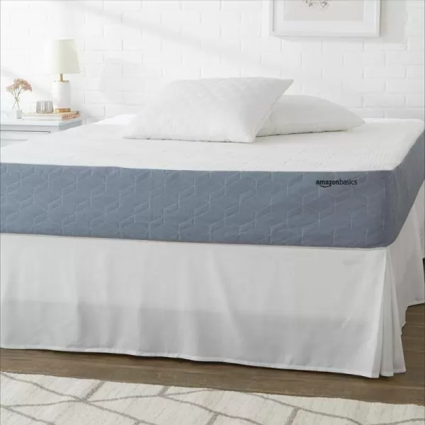imageAmazon Basics Memory Foam Mattress Medium Firm Cooling Gel Queen Size Mattress CertiPURUS Certified 80 x 60 x 12 inches WhiteGrayFull