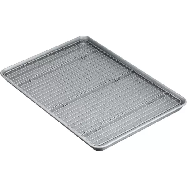 imageAmazon Basics Nonstick Baking Sheets ampamp Cooling Rack Set Half Sheet Size 2Pack GrayGray